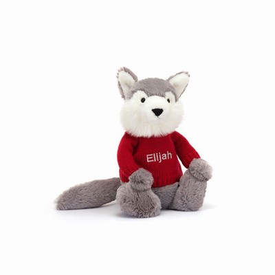 Jellycat Bashful Wolf with Red Jumper UK | 81042VHMS